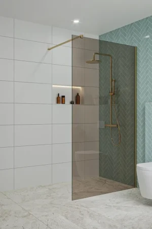 Acheter En Ligne Fortifura Galeria Douche à l‘italienne - 110x200cm - verre fumé - Laiton brossé