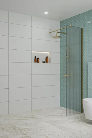 Affaire À Saisir Fortifura Galeria Douche à l‘italienne - 50x200cm - verre nervuré - Laiton brossé