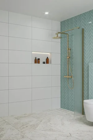 Vente Directe Fortifura Galeria Douche à l‘italienne - 30x200cm - verre satiné - Laiton brossé