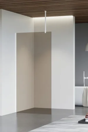 Achat Immédiat Fortifura Galeria Douche à l‘italienne - 100x200cm - Fumé - Bras plafond - Blanc mat