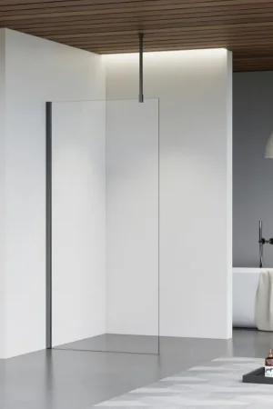 Acheter Direct Fortifura Galeria Douche à l‘italienne - 90x200cm - Clair - Bras plafond - Gunmetal brossé (Anthracite)