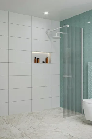 Usine Directe Fortifura Galeria Douche à l‘italienne - 60x200cm - verre nervuré - Blanc mat