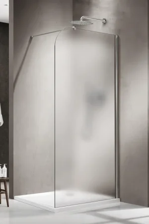 Achetez Aujourd'hui Fortifura Galeria Paroi de douche à l‘italienne - 110x200cm - paroi en verre arrondie - droite - verre mat - barre de fixation murale - Chrome
