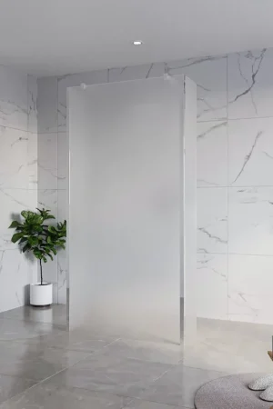 Usine Directe Fortifura Galeria Douche à l‘italienne - 100x200cm - verre satiné - anticalcaire - verre de sécurité 8mm - 2 parois latérales 40cm - avec bras muraux et profilés d‘angle - Chrome