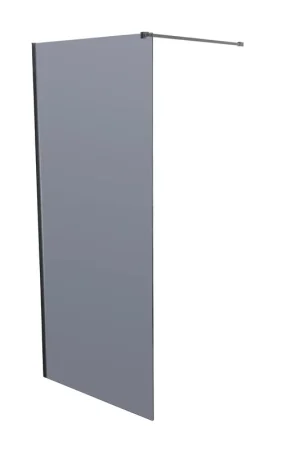 Wiesbaden Slim douche à l’italienne avec profilé noir mat et barre de stabilisation 90x200cm verre fumé 8mm Vente Flash
