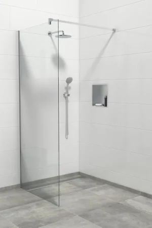 Top Vente Van Marcke Douche à l‘italienne 90x200cm verre de sécurité bande satinée anti-calcaire chrome