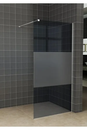 Wiesbaden Slim Douche à l’italienne 120x200cm verre nano 8mm partiellement verre fumé mat chrome Solde