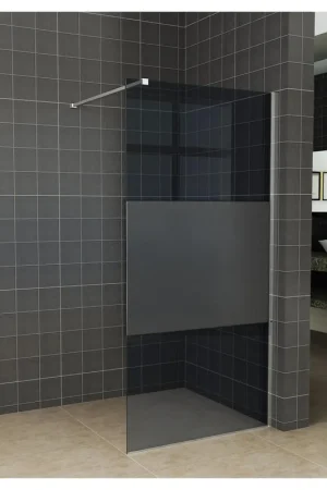 Wiesbaden Slim Douche à l‘italienne 100x200cm verre nano 8mm partiellement verre fumé mat acier brossé Retour Gratuit