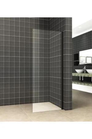 Wiesbaden Side paroi latérale pour niche porte coulissante 900 x 2000 x 8 mm verre clair nano/profil mat noir Offre Limitée