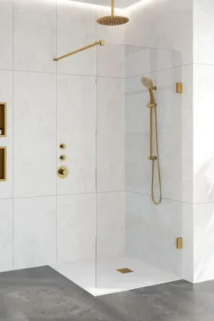 Usine Directe BRAUER Void paroi de douche à l’italienne en verre claire 90 x 200 cm avec traitement anticalcaire - PVD or brossé