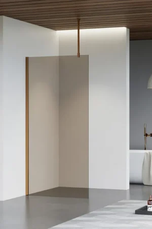Acheter En Ligne Fortifura Galeria Douche à l‘italienne - 80x200cm - Fumé - Bras plafond - Cuivre brossé