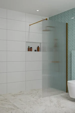 Achetez Aujourd'hui Fortifura Galeria Douche à l‘italienne - 90x200cm - verre nervuré - Cuivre brossé