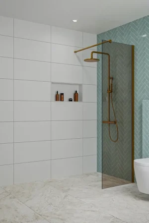 Acheter En Ligne Fortifura Galeria Douche à l‘italienne - 60x200cm - verre fumé - Cuivre brossé
