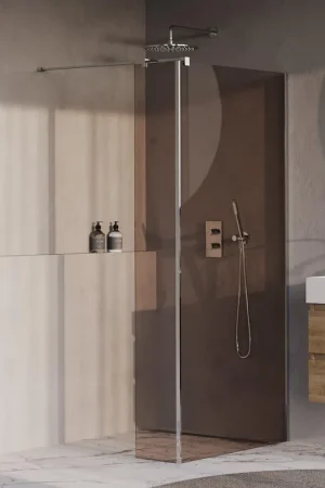 Acheter En Ligne BRAUER Oblivion Paroi de douche à l‘italienne - 100x200cm - paroi latérale 30 cm - traitement anticalcaire - verre bronze - Chrome