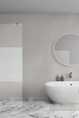 Aqua Vista Arsena Paroi de douche à l‘italienne - 80x200cm - incl. barre de fixation murale - Verre transparent avec bande mate - Chrome Affaire À Saisir