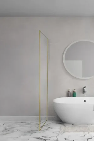 Vente Directe Aqua Vista Lokla paroi latérale - 30x200cm - incl. kit de montage - pour cabine de douche - or brossé