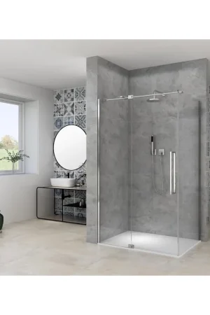 Top Vente Van Rijn Products ST08 Paroi fixe - 80x200cm - verre transparent - épaisseur 8mm - profilé mural - Chrome