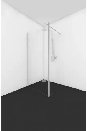 Van Rijn Products ST01 Paroi fixe - 100x200cm - verre clair - paroi d‘angle pivotante - gauche et droite - barre de stabilisation Solde