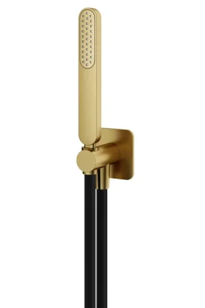 Achat Immédiat Hotbath Gal Douchette avec support mural et sortie et flexible de douche 150 cm Laiton brossé PVD