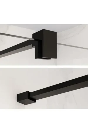 Vente Flash Fortifura Galeria barre de renfort rallongée 200cm pour douche à l‘italienne - avec kit de fixation - noir mat
