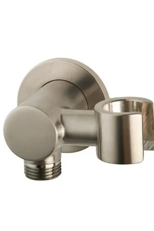 Wiesbaden UniMatch Coude mural de raccordement avec porte-douchette orientable rond 1/2" acier brossé PVD Must-Have