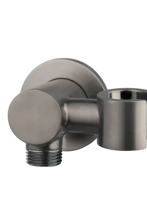 Wiesbaden UniMatch coude mural avec support de douchette inclinable rond 1/2" gunmetal PVD Authentique