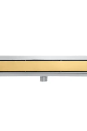 Acheter Direct Fortifura Galeria grille réversible pour caniveau de douche - 160cm - Laiton brossé PVD (Or)