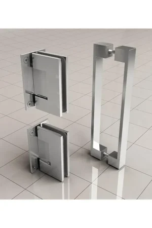 Wiesbaden Less Ensemble charnières et poignée pour porte de niche sans profil chrome Prix Bas