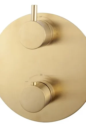Wiesbaden Caral élément de finition rond thermostat encastré 2 voies laiton brossé PVD Usine Directe