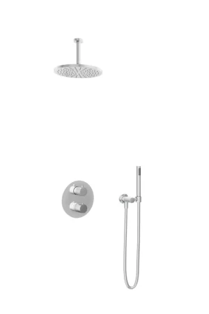 Achetez Aujourd'hui Hotbath Buddy IBS Ensemble de douche à effet pluie - inverseur 2 voies - bras de plafond 15 cm - douche de tête ronde 30 cm - douchette barre - chrome