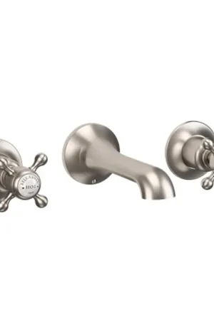 Achetez Aujourd'hui Crosswater Belgravia Robinet de lavabo - encastré - 3 trous - croisillon - bec 14,1 cm - nickel brossé
