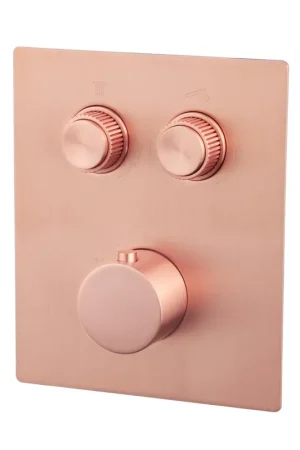 Affaire À Saisir Wiesbaden Caral Ensemble de finition thermostatique encastré 2 voies cuivre brossé