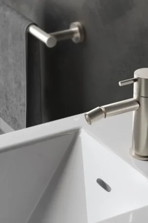 Achat Immédiat Hotbath Cobber mitigeur de bidet bec en L sans vidage nickel brossé