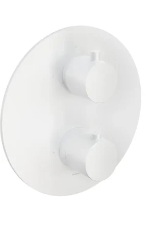 Authentique Hotbath Cobber partie apparente pour mitigeur thermostatique encastré avec 2 fonctions arrêt-inverseur blanc mat