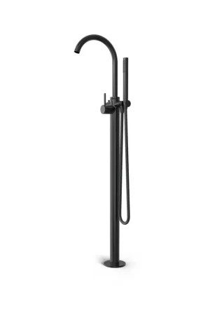 Authentique Hotbath Buddy Mitigeur de baignoire - bec pivotant sur pied - Noir brossé PVD