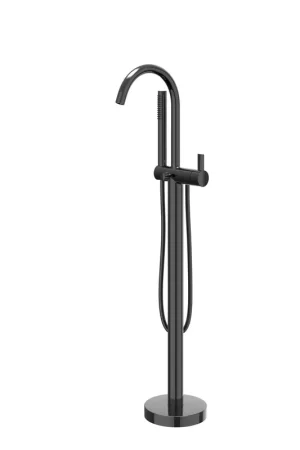 Vente Flash IVY Pact Mitigeur de bain autoportant - bec pivotant - 150cm - Flexible de douche - Douchette barre - Chrome noir PVD