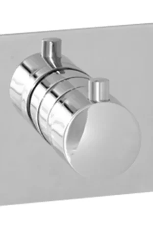 Usine Directe Thermostat encastré Brauer boutons ronds avec plaque arrière carrée 11x11cm chrome poli