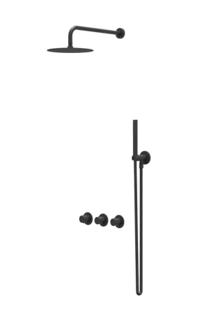 Acheter En Ligne IVY Bond Ensemble de douche pluie - encastré - symmetry - 2 robinets d’arrêt - bras mural 40 cm - pomme de douche principale medium 30 cm - support avec sortie - flexible de douche 150 cm - douchette barre - Noir mat PED