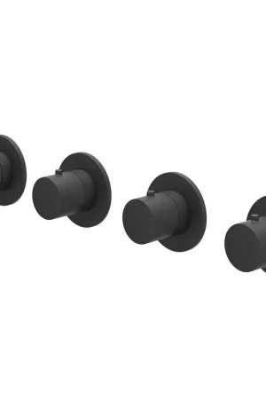 Vente Flash IVY Bond Partie apparente - pour mitigeur thermostatique encastré - 3 robinets d‘arrêt - Symmetry - rosaces rondes Noir mat PED