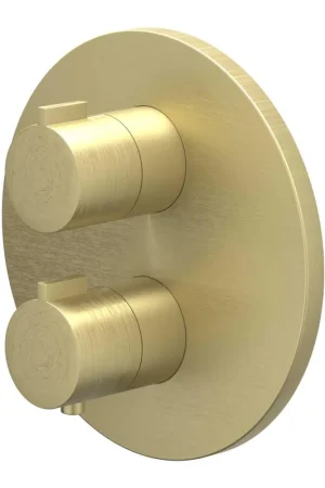 Bon Marché IVY Pact Partie apparente - pour mitigeur thermostatique encastré - 1 robinet d’arrêt - rosace ronde - or brossé mat PVD