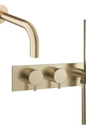 Achetez Aujourd'hui Crosswater MPRO Robinet de baignoire - thermostatique - encastrable - horizontal - 2 voies avec douchette - laiton brossé