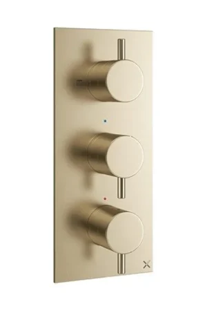 Acheter Direct Crosswater MPRO mitigeur de douche encastré thermostatique vertical 2 robinets d"arrêt partie visible laiton brossé