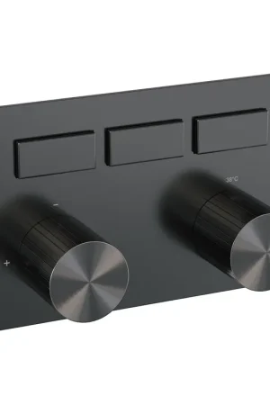 Bon Marché BRAUER Stripe Thermostat encastrable 3 voies - boutons-poussoirs - pièces d‘encastrement et de finition - gunmetal brossé PVD