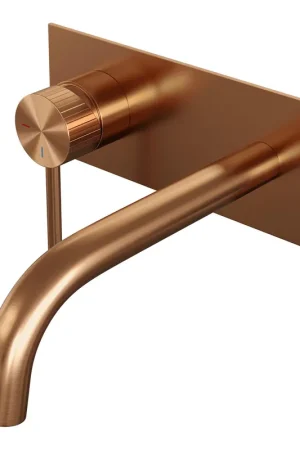 Bon Plan BRAUER Stripe Mitigeur lavabo encastré - bec courbé et plaque de recouvrement - modèle A2 - cuivre brossé PVD