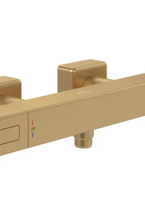 Villeroy & Boch Universal Taps & Fittings Mitigeur thermostatique de douche pour douche Angulaire - Brushed Gold (or) Offre Limitée