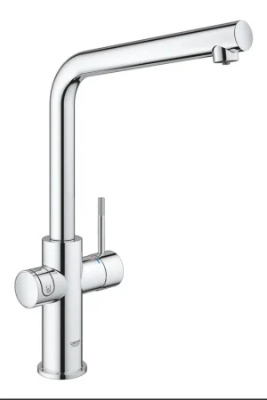 Affaire À Saisir GROHE Blue home Robinet de cuisine 1 trou avec bec duo l starterkit avec wifi bluetooth eau froide et gazeuse 3x eau froide + 3x eau gazeuse chrome