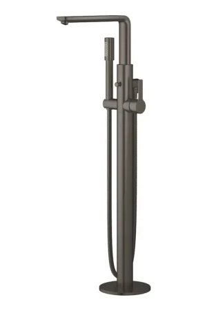Vente Flash GROHE Lineare garniture de finition pour robinet de baignoire sur pied montage au sol avec inverseur avec douchette à main Sena et flexible de douche 125 cm brushed hard graphite