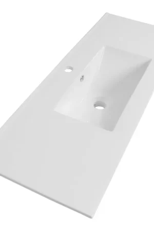 Saniclass Vygo Small Meuble lavabo - 100x40x2cm - 1 trou de robinet - céramique - blanc brillant Offre Limitée