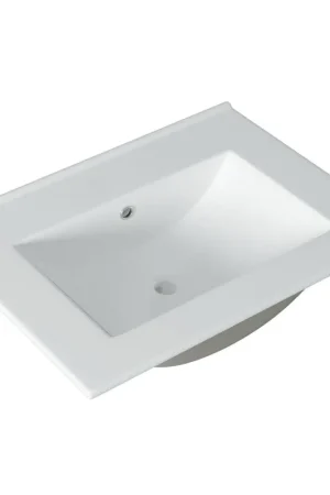 Solde Saniclass Vygo Meuble lavabo - 61x2x46cm - trop-plein - 1 vasque - 0 trous de robinet - céramique - blanc
