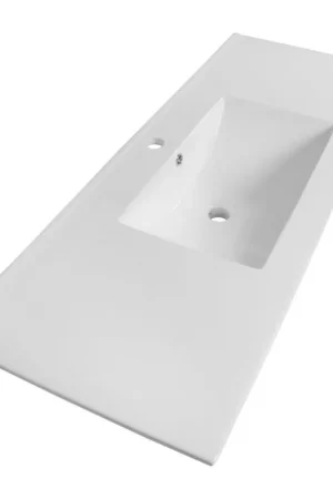 Solde Saniclass Vygo Meuble lavabo - 121x2x46cm - trop-plein - 1 vasque - 1 trou de robinet - céramique - blanc
